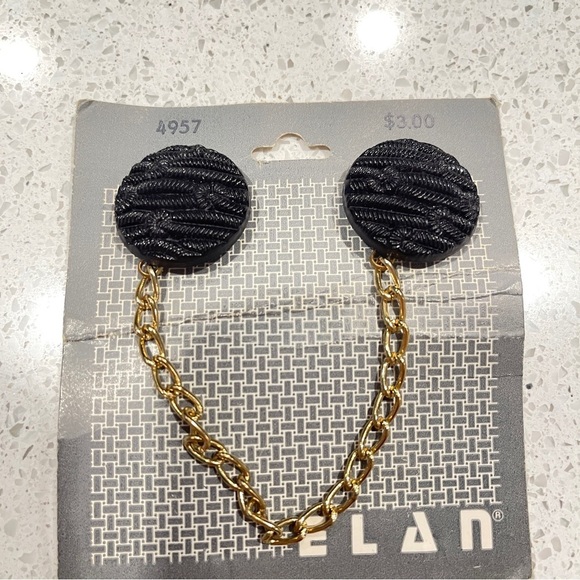 NWT Vintage Elan Chain Double Brooch Black - Picture 3 of 5